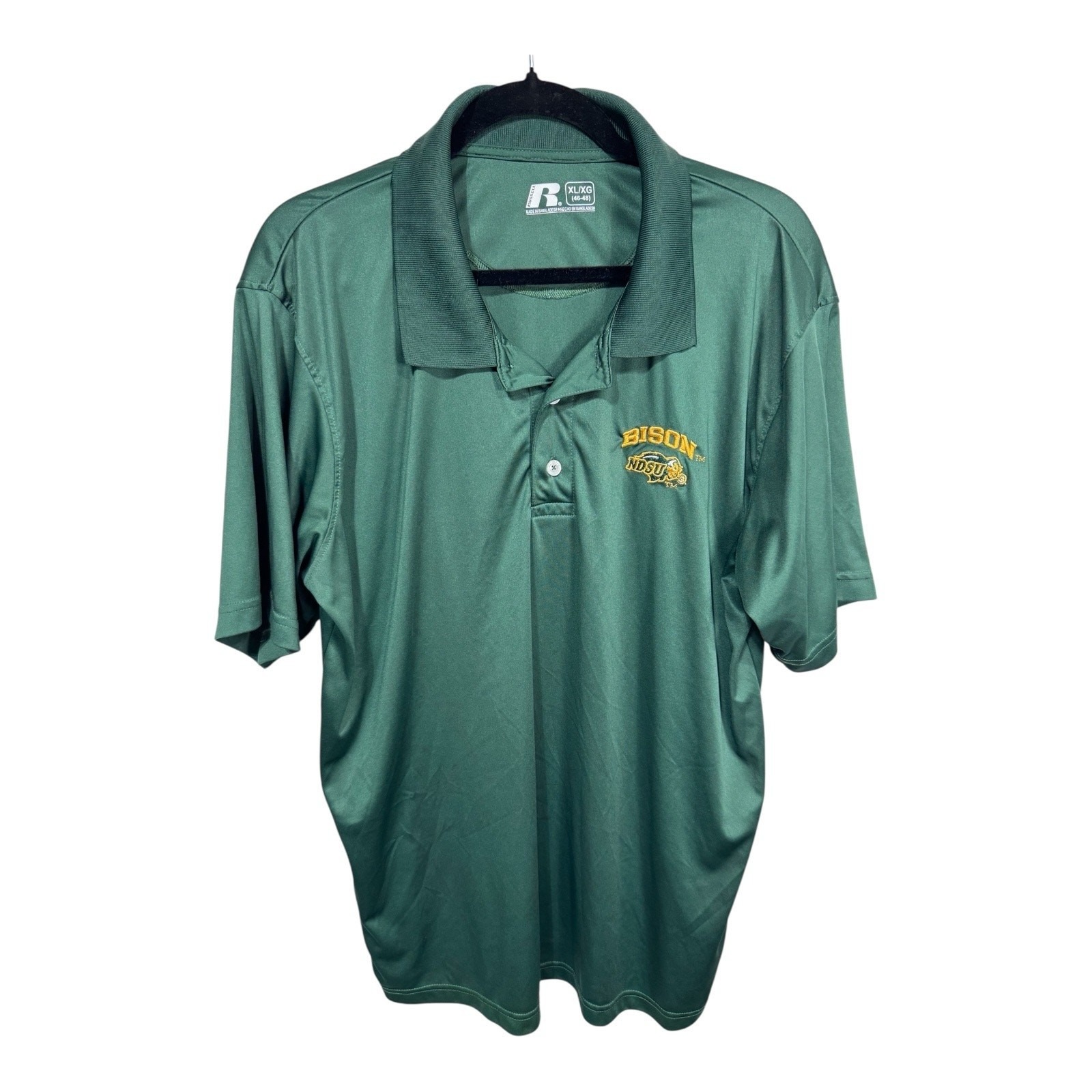 Russell Athletic Ndsu Bison Polo Shirt Green Embroidered Logo Collegiate Mens Xl
